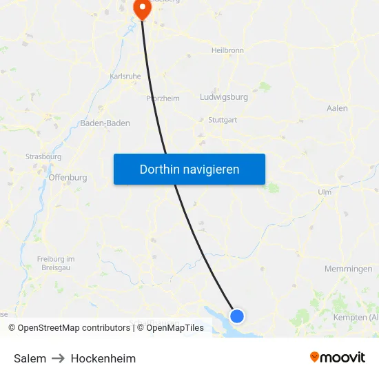 Salem to Hockenheim map
