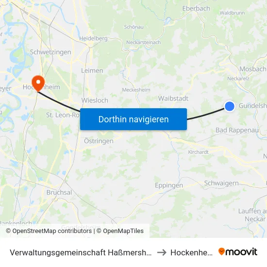 Verwaltungsgemeinschaft Haßmersheim to Hockenheim map