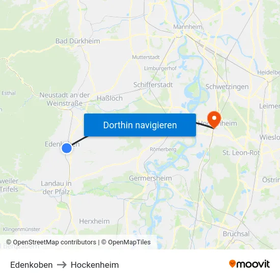 Edenkoben to Hockenheim map
