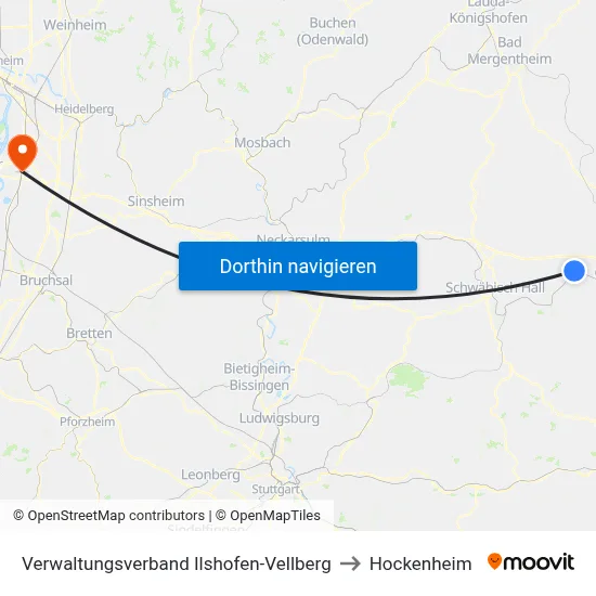 Verwaltungsverband Ilshofen-Vellberg to Hockenheim map