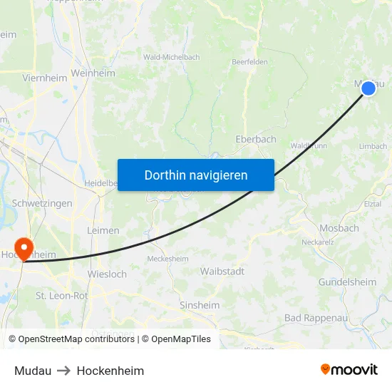 Mudau to Hockenheim map