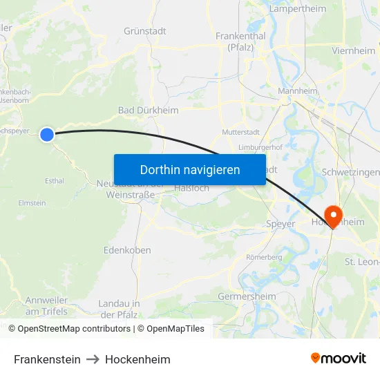 Frankenstein to Hockenheim map