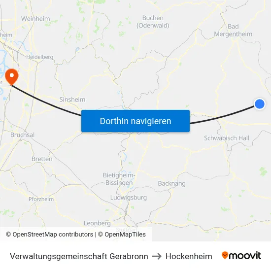 Verwaltungsgemeinschaft Gerabronn to Hockenheim map