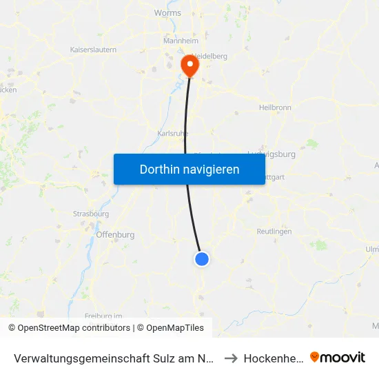 Verwaltungsgemeinschaft Sulz am Neckar to Hockenheim map