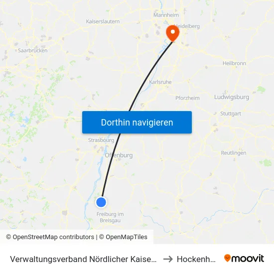 Verwaltungsverband Nördlicher Kaiserstuhl to Hockenheim map