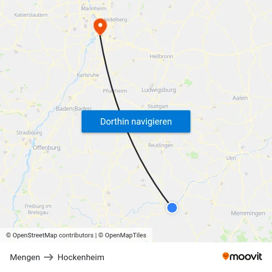 Mengen to Hockenheim map