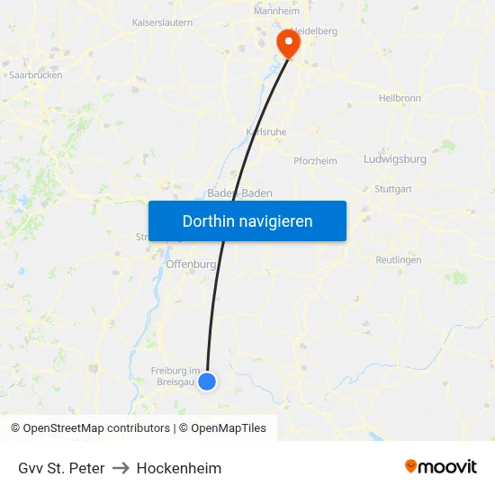 Gvv St. Peter to Hockenheim map