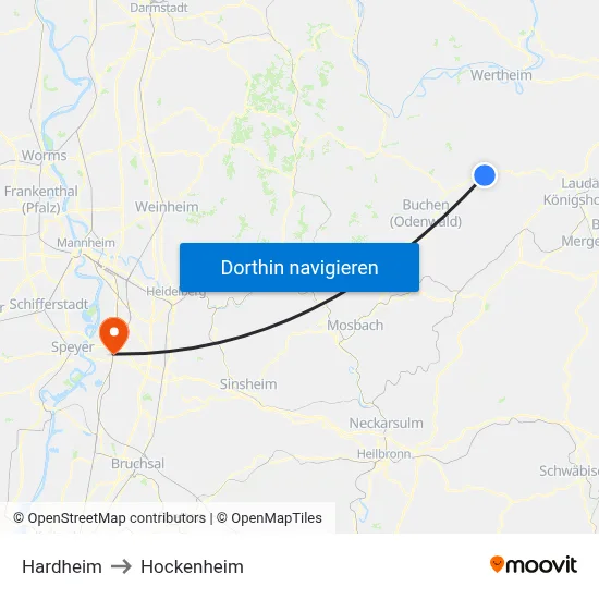 Hardheim to Hockenheim map