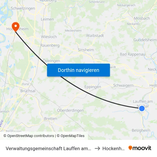 Verwaltungsgemeinschaft Lauffen am Neckar to Hockenheim map