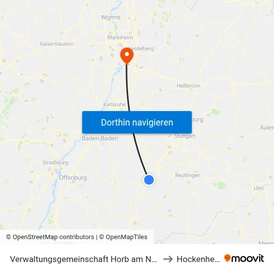 Verwaltungsgemeinschaft Horb am Neckar to Hockenheim map