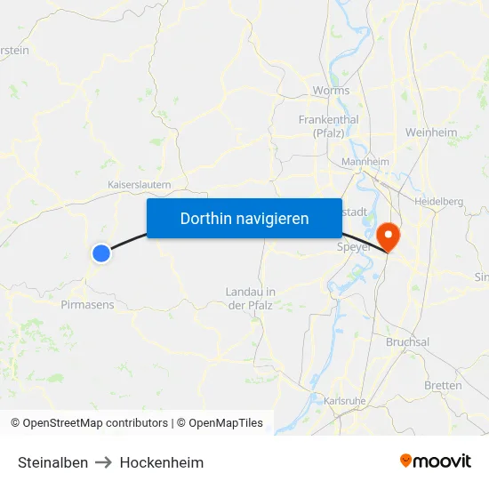 Steinalben to Hockenheim map