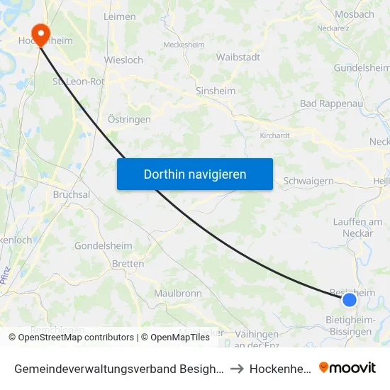 Gemeindeverwaltungsverband Besigheim to Hockenheim map