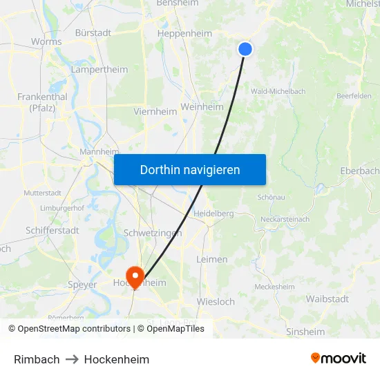 Rimbach to Hockenheim map