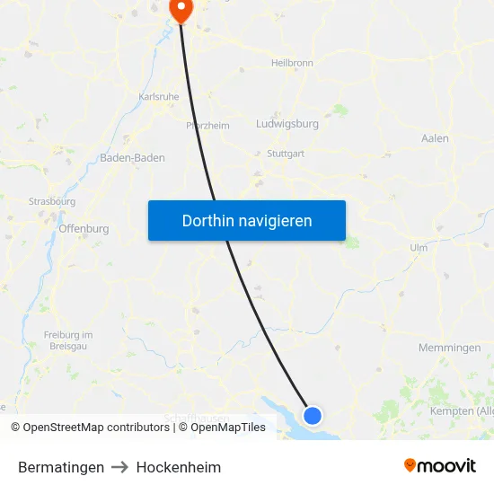 Bermatingen to Hockenheim map
