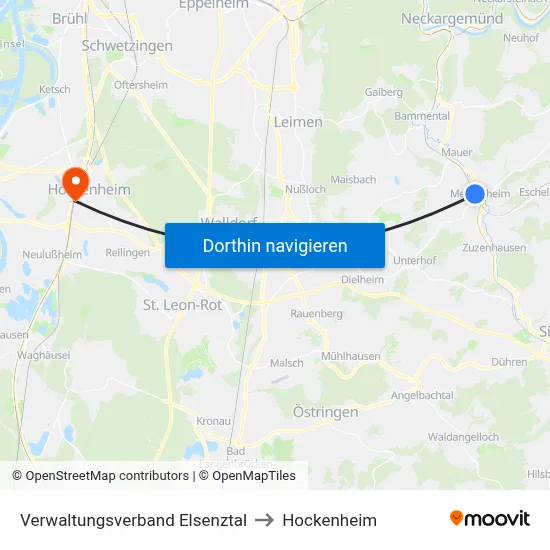 Verwaltungsverband Elsenztal to Hockenheim map