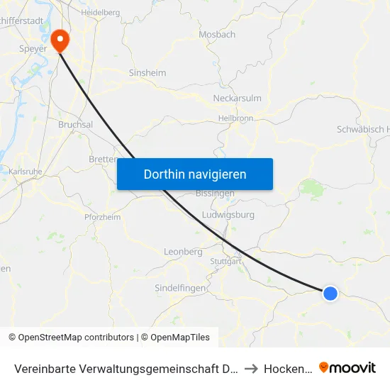Vereinbarte Verwaltungsgemeinschaft Der Stadt Uhingen to Hockenheim map