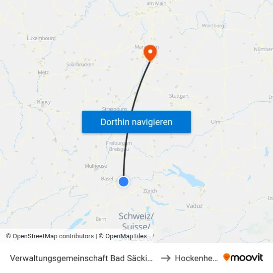 Verwaltungsgemeinschaft Bad Säckingen to Hockenheim map
