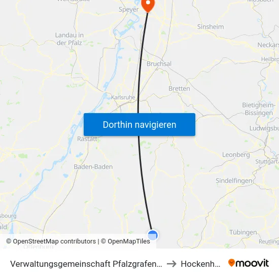 Verwaltungsgemeinschaft Pfalzgrafenweiler to Hockenheim map
