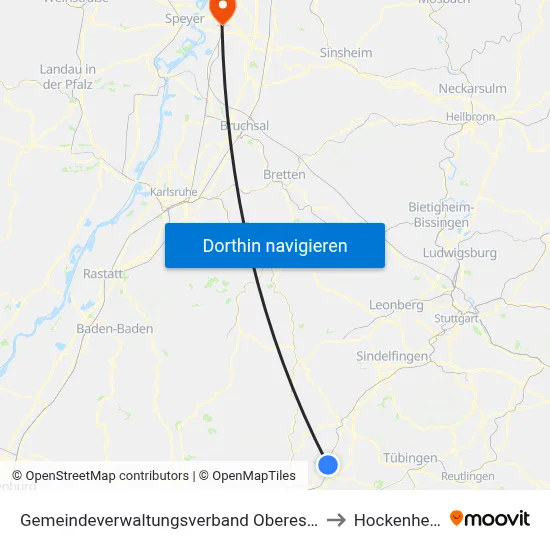 Gemeindeverwaltungsverband Oberes Gäu to Hockenheim map