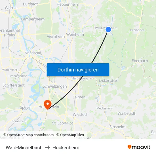 Wald-Michelbach to Hockenheim map