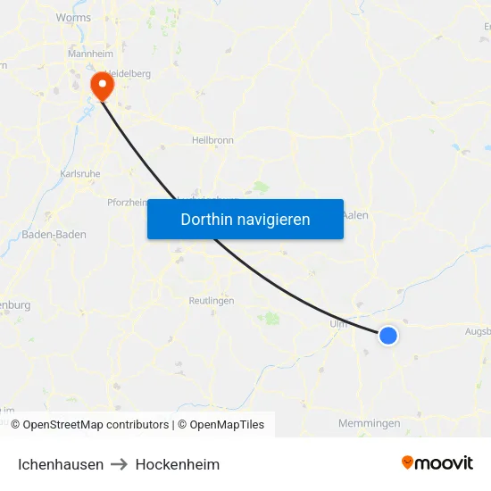 Ichenhausen to Hockenheim map
