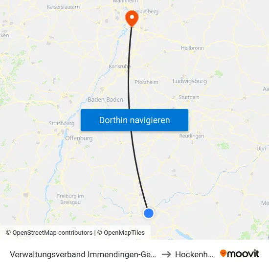Verwaltungsverband Immendingen-Geisingen to Hockenheim map