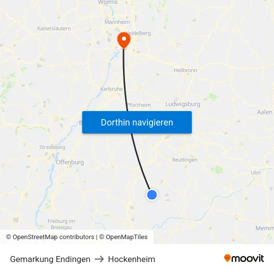 Gemarkung Endingen to Hockenheim map