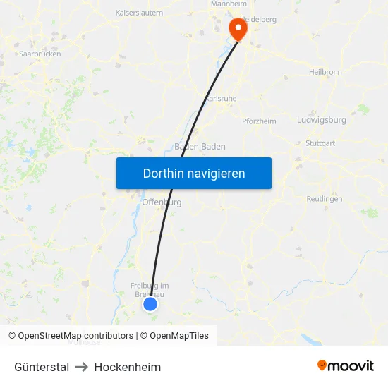 Günterstal to Hockenheim map