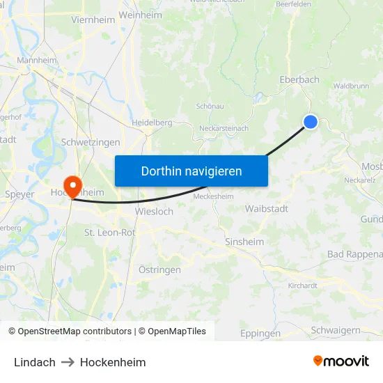 Lindach to Hockenheim map