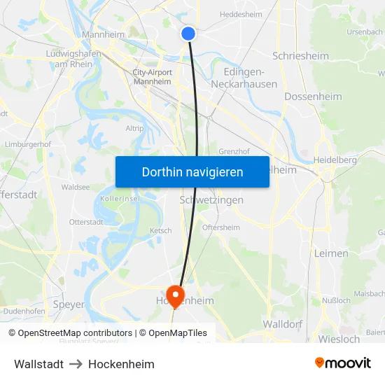 Wallstadt to Hockenheim map