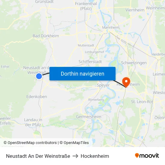 Neustadt An Der Weinstraße to Hockenheim map