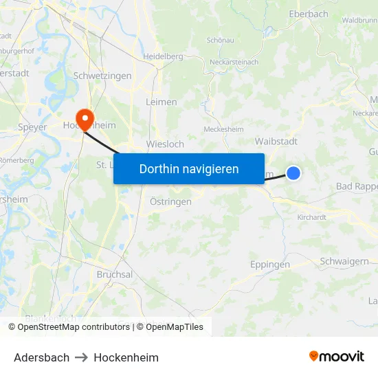 Adersbach to Hockenheim map