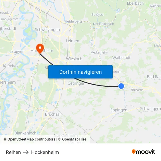 Reihen to Hockenheim map
