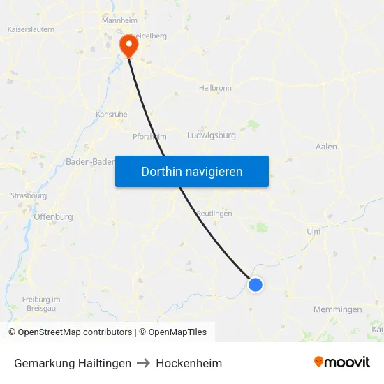 Gemarkung Hailtingen to Hockenheim map