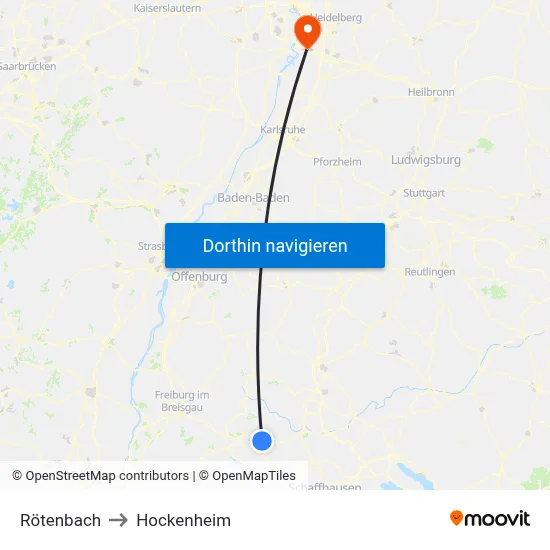Rötenbach to Hockenheim map