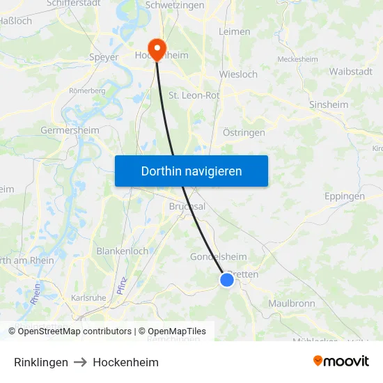 Rinklingen to Hockenheim map