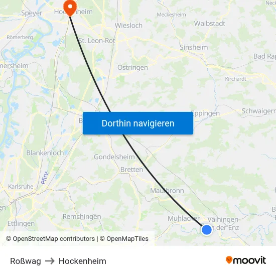 Roßwag to Hockenheim map