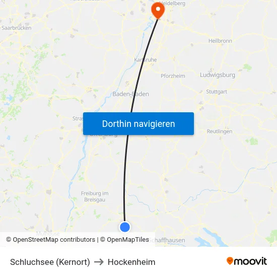 Schluchsee (Kernort) to Hockenheim map