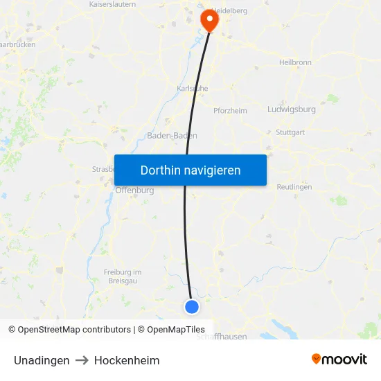 Unadingen to Hockenheim map