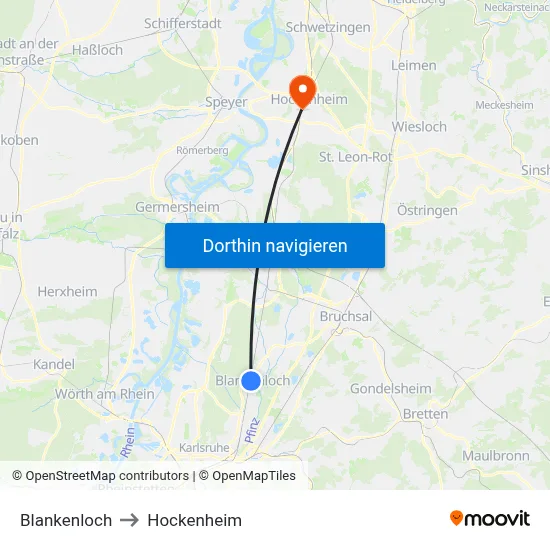 Blankenloch to Hockenheim map