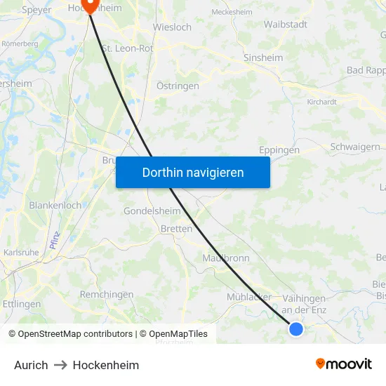 Aurich to Hockenheim map