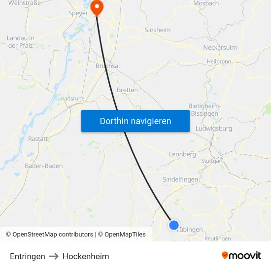 Entringen to Hockenheim map