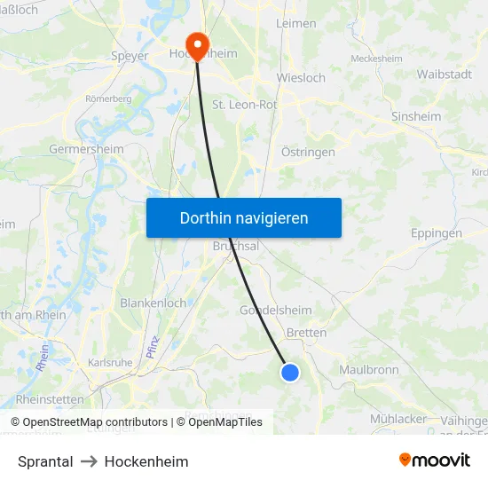 Sprantal to Hockenheim map