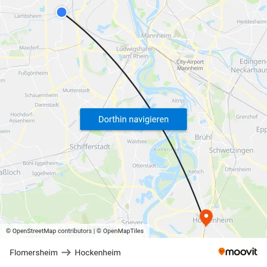 Flomersheim to Hockenheim map