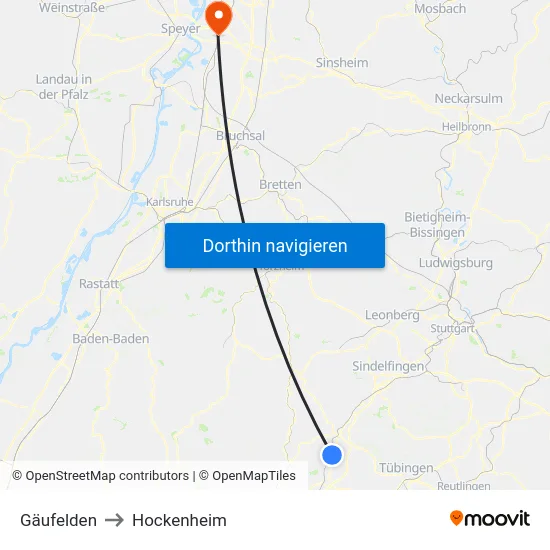 Gäufelden to Hockenheim map