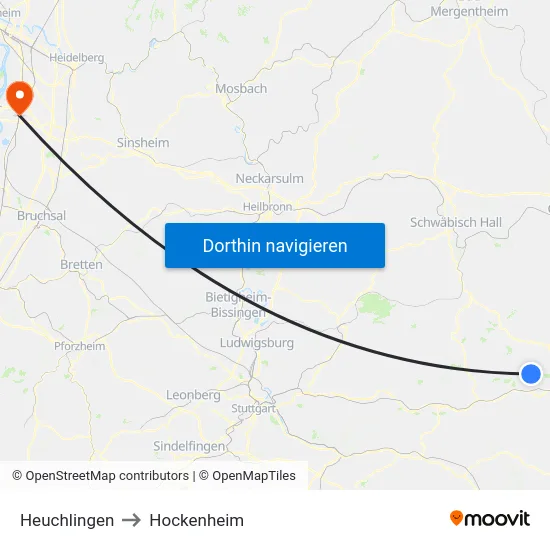 Heuchlingen to Hockenheim map