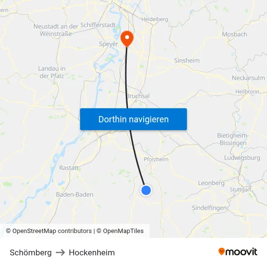 Schömberg to Hockenheim map