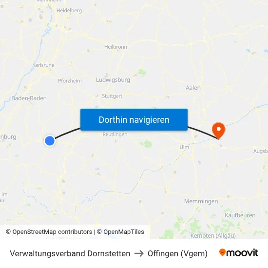 Verwaltungsverband Dornstetten to Offingen (Vgem) map