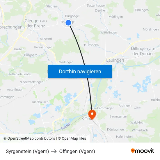 Syrgenstein (Vgem) to Offingen (Vgem) map