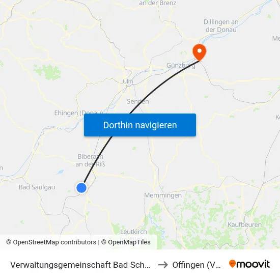 Verwaltungsgemeinschaft Bad Schussenried to Offingen (Vgem) map